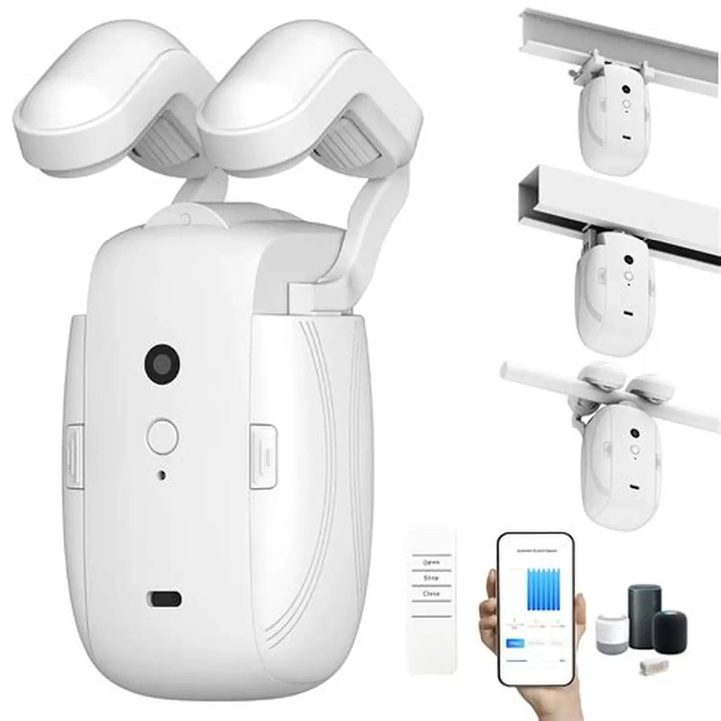 WayyBay SmartCurtain Pro 3-in-1 Motor | Automatic Remote Curtain Opener with Timed Control & Pull-to-Start, T & U Tracks