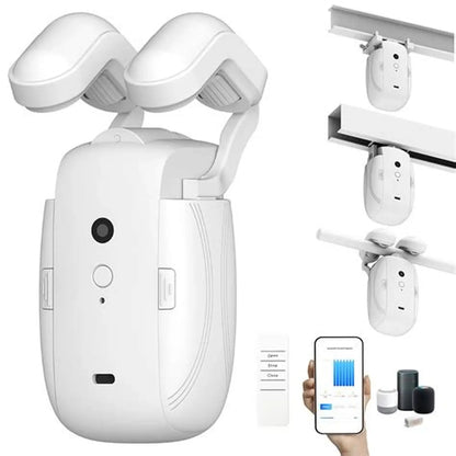 WayyBay SmartCurtain Pro 3-in-1 Motor | Automatic Remote Curtain Opener with Timed Control & Pull-to-Start, T & U Tracks