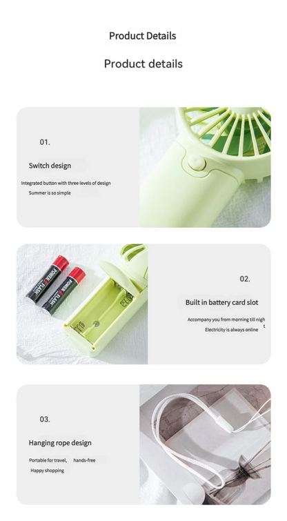 Wayybay Pocket-Sized Portable Fan – Lightweight Mini Handheld Cooling Fan