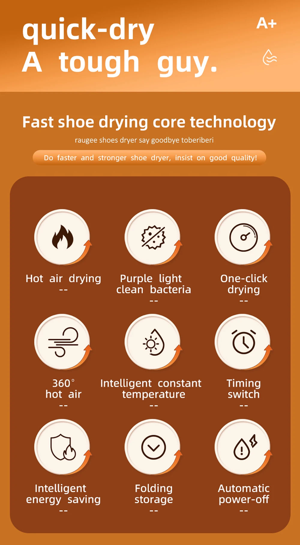 Electric Shoe Dryer with Quick Heat & Odor Removal