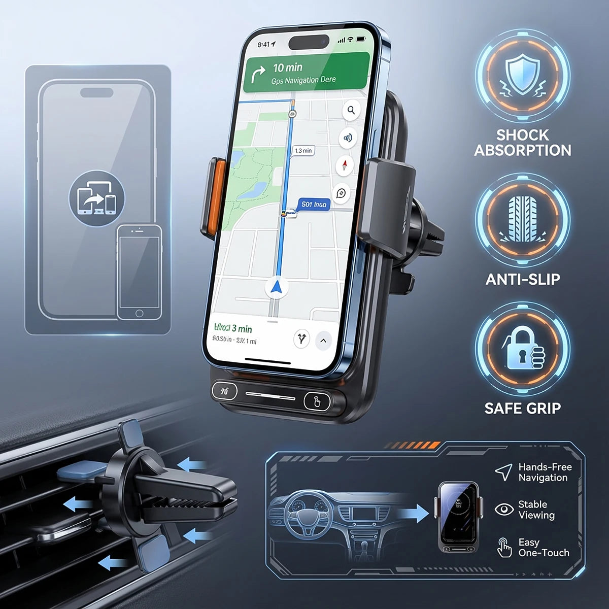 Magnetic Auto-Clamp Wireless Charging Car Mount
