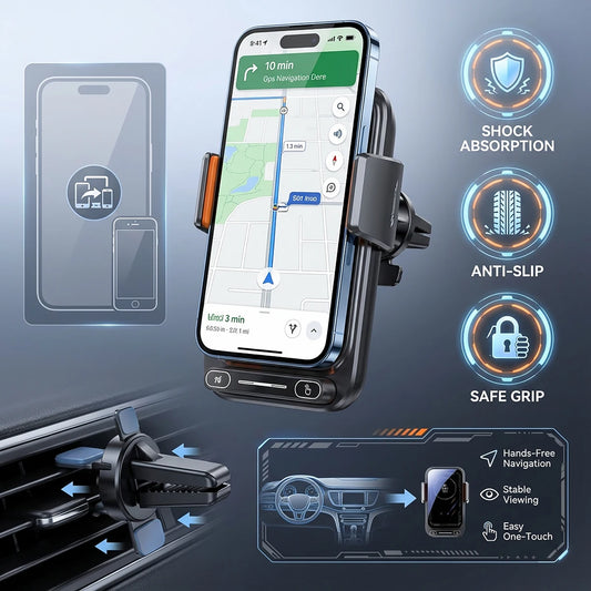 Magnetic Auto-Clamp Wireless Charging Car Mount